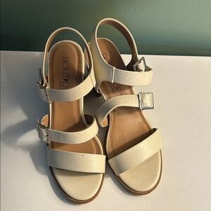 Boutique by Corkys Cream Strappy Buckle Sandals